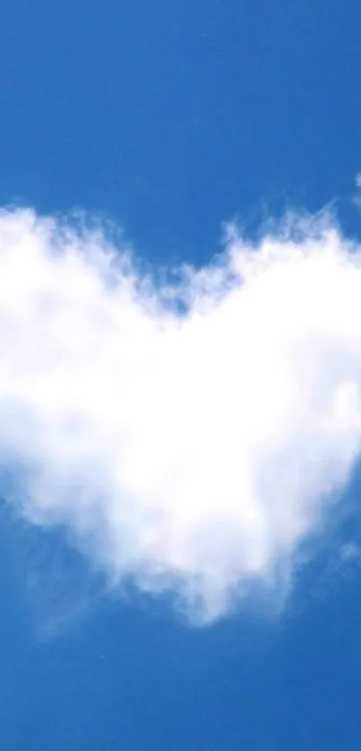 Heart-shaped cloud against a bright blue sky.