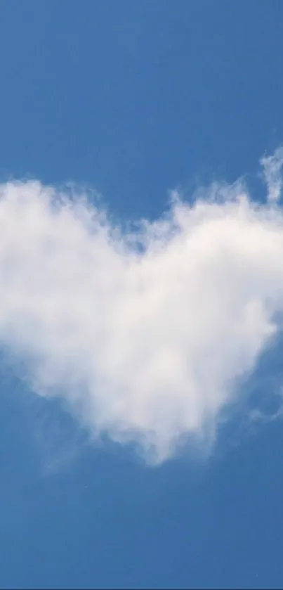 Heart-shaped cloud in a blue sky mobile wallpaper.