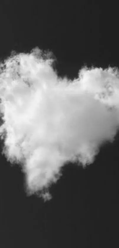 Heart-shaped cloud on a black background.