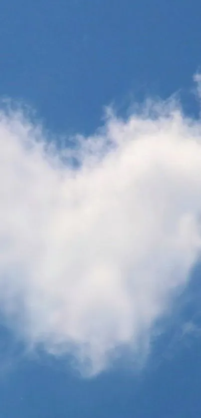 Heart-shaped cloud in a blue sky wallpaper.