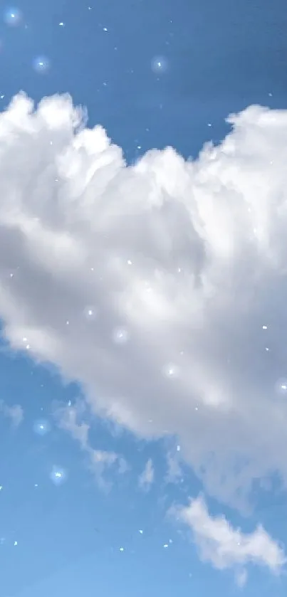 Heart-shaped cloud floating in a clear blue sky wallpaper.