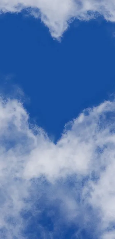 Heart-shaped cloud in vibrant blue sky wallpaper.