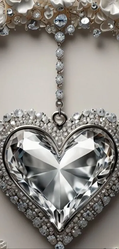 Heart-shaped diamond pendant with sparkling gems in a luxurious design.