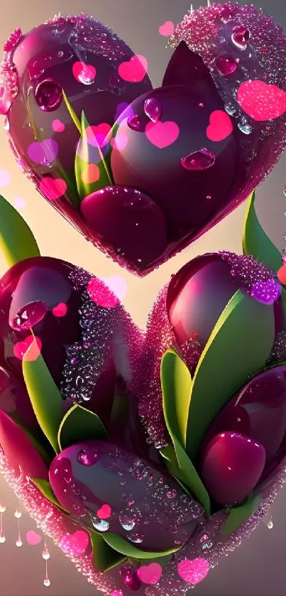 3D heart-shaped floral design with pink petals.