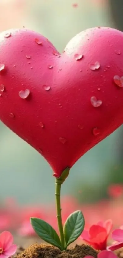 Heart-shaped flower with pink petals, perfect for romantic mobile wallpaper.