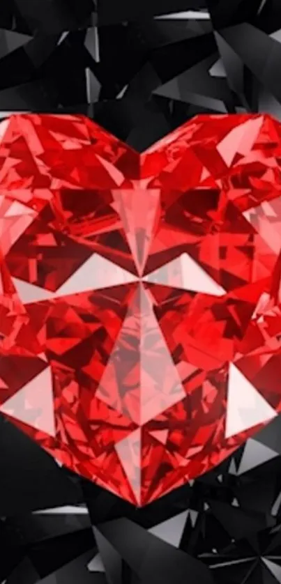 Heart-shaped red gemstone on black background wallpaper.