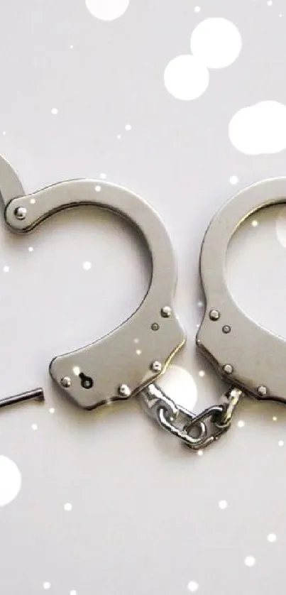 Heart-shaped handcuffs in a minimalist style on a white background.