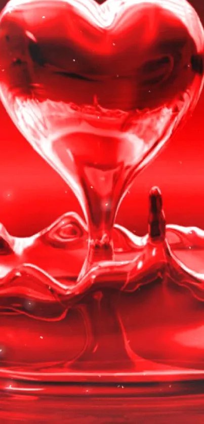 Heart-shaped liquid art in vibrant red tone.