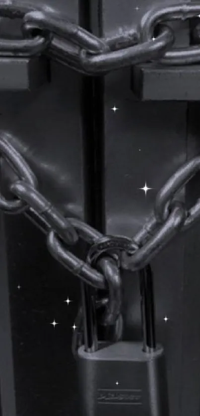 Heart-shaped chain lock on dark steel background.