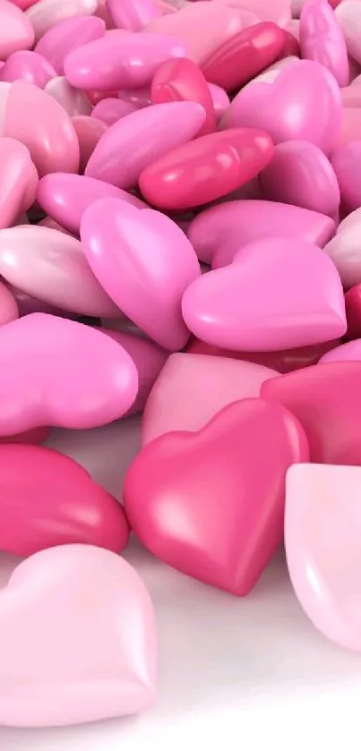 Pile of heart-shaped pink candies