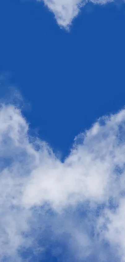 Heart-shaped cloud in blue sky mobile wallpaper.