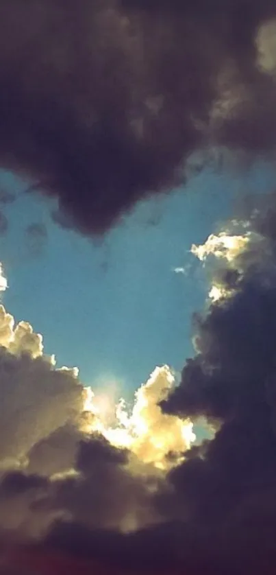 Beautiful heart-shaped cloud with blue sky.