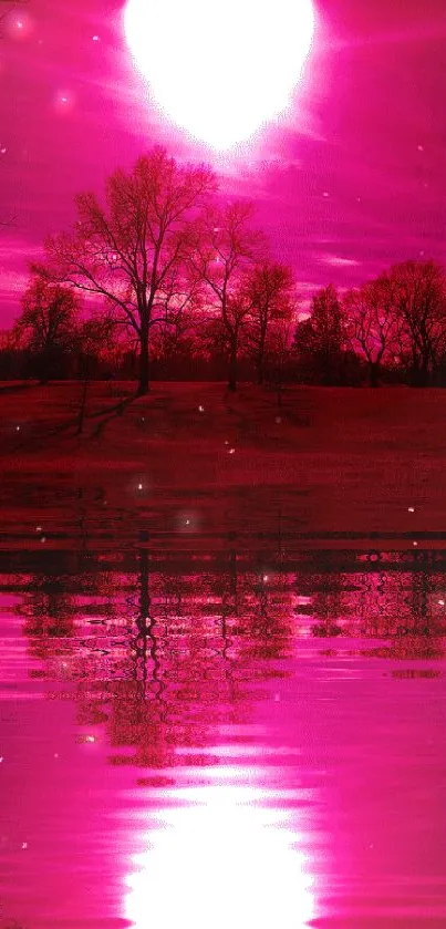 Heart-shaped pink sunset reflecting over a serene lake.