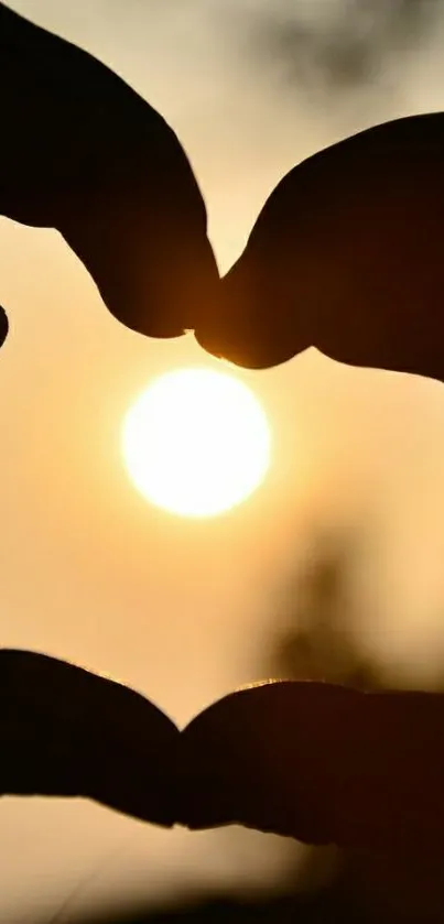 Heart-shaped silhouette with sunset backdrop, creating a romantic ambiance.