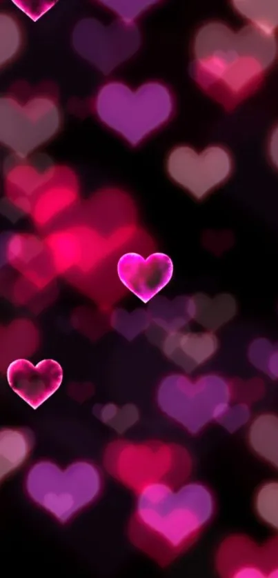 Vibrant pink and purple heart-themed wallpaper for mobile devices