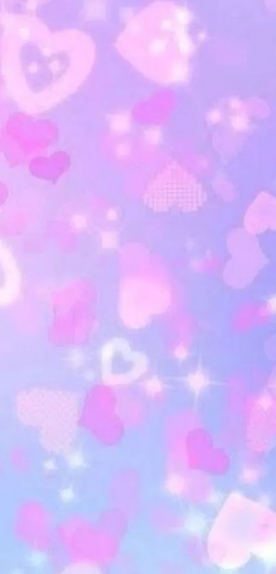 Pastel heart wallpaper with pink and lavender tones.