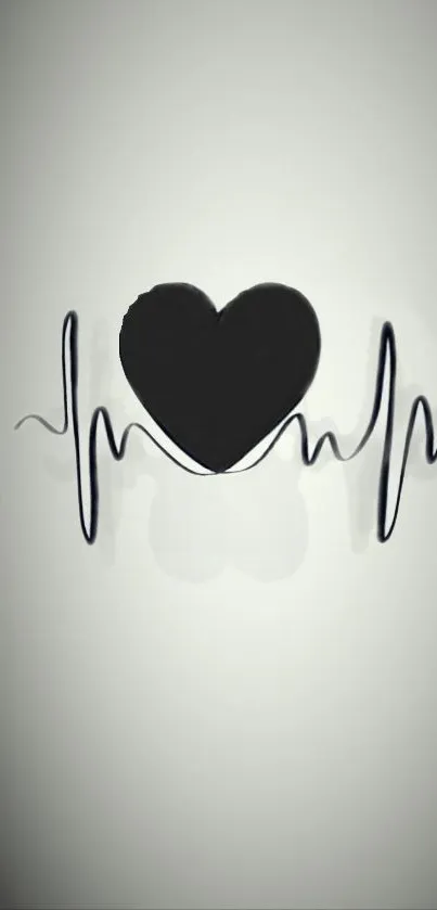 Minimalist heart and pulse design wallpaper.