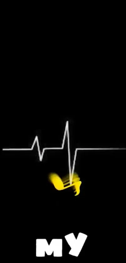 Neon heartbeat on black mobile wallpaper with modern aesthetic.