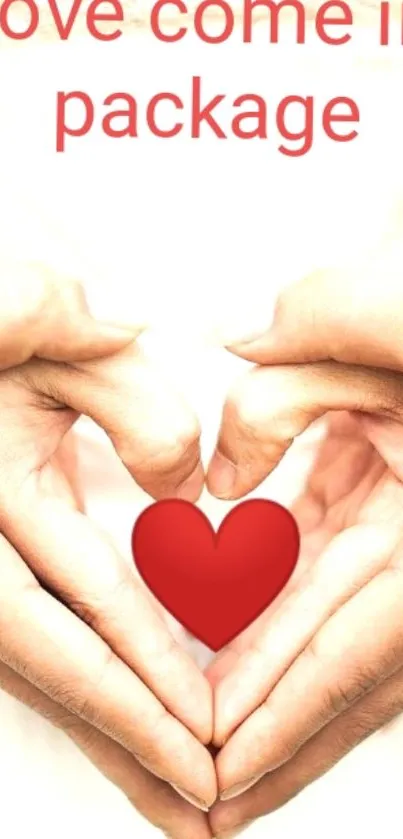 Heart-shaped hands with red heart graphic.