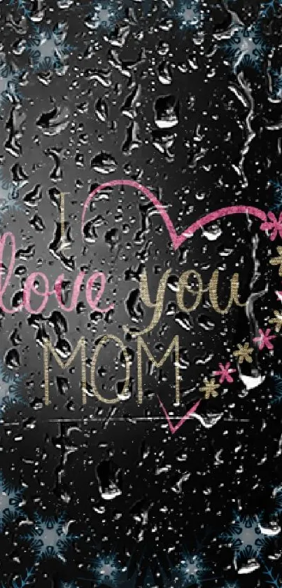 Heartfelt Mother's Day wallpaper with 'I love you MOM' text and starry night design.