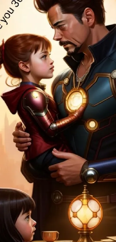 Heartwarming superhero family moment with emotional depth and Marvel inspiration.