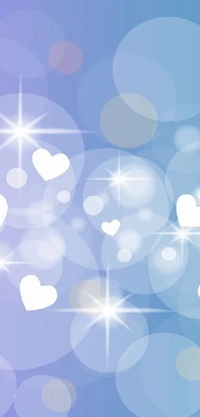 Blue and purple heart sparkles wallpaper, perfect for a romantic phone theme.