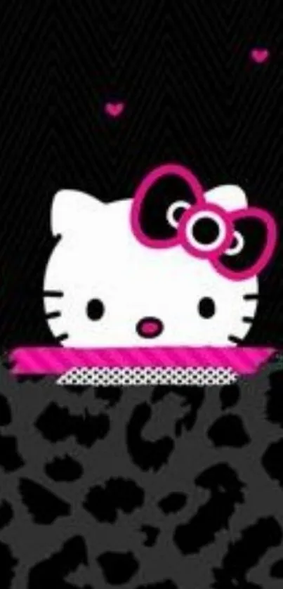 Hello Kitty wallpaper with black and pink design.