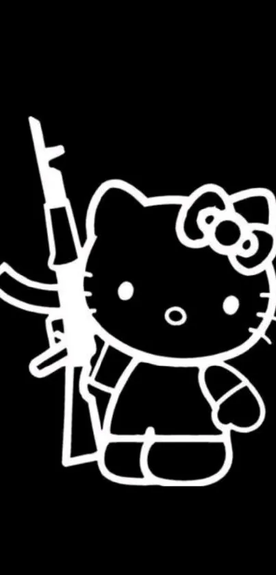 Hello Kitty black and white wallpaper with edgy design.