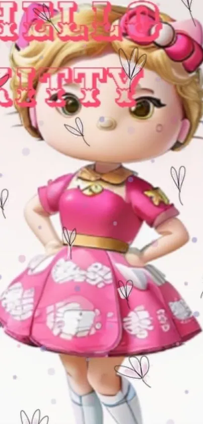 Hello Kitty character in pink dress wallpaper