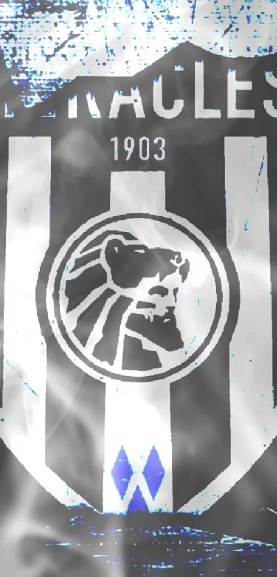 Heracles 1903 emblem wallpaper with lion and black stripes.