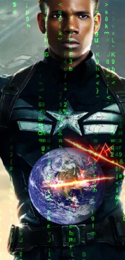 Heroic armor design with Earth theme in a star-emblazoned suit.