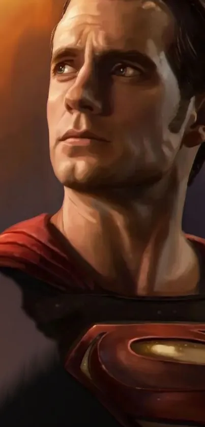 Realistic Superman portrait art wallpaper for mobile.