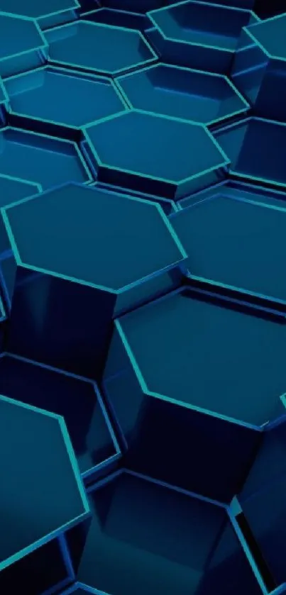 Blue hexagon abstract background with 3D effect and vibrant shades of blue.