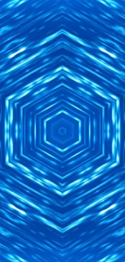 Vibrant hexagonal blue pattern wallpaper for mobile devices.