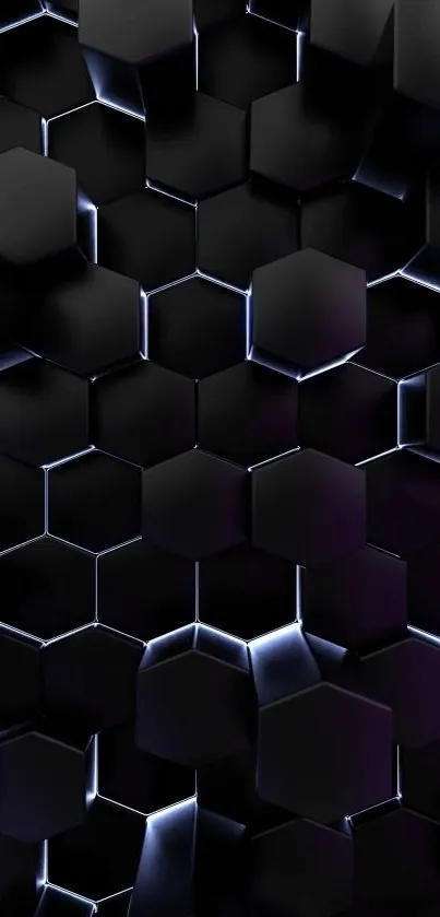 Dark hexagonal pattern mobile wallpaper with subtle lighting effects.