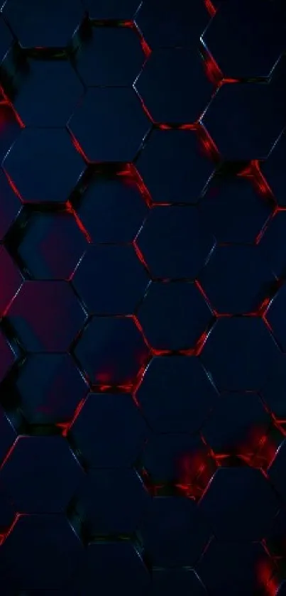 Dark red hexagonal pattern wallpaper with a geometric design.