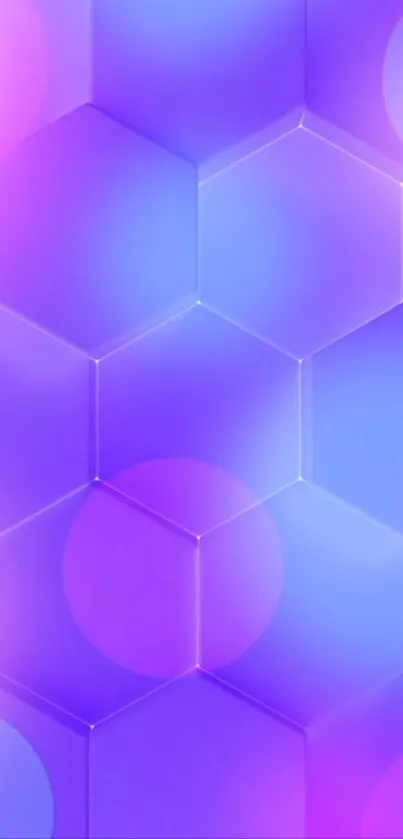 Hexagonal purple and blue wallpaper design.