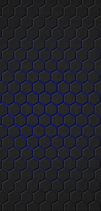 Black and blue hexagonal pattern wallpaper for modern aesthetics.