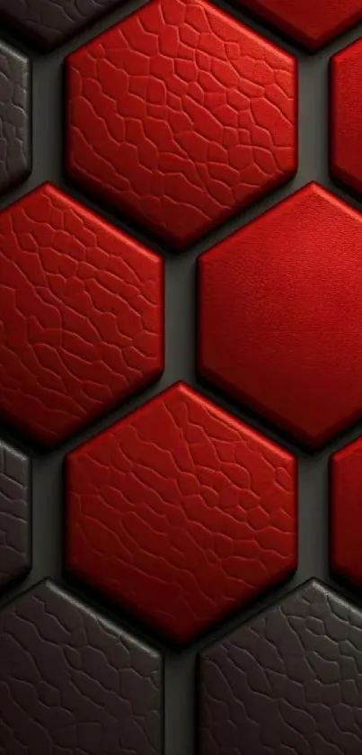 Hexagonal red patterned texture mobile wallpaper.