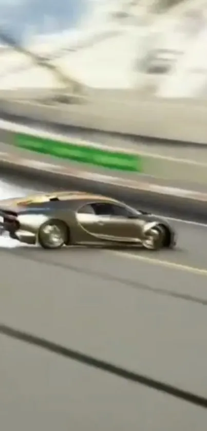 High-speed sports car drifting on a dynamic race track.