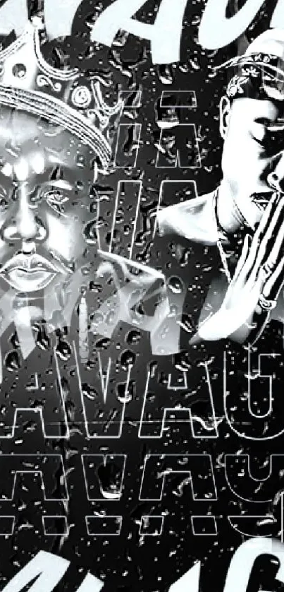 Black and white hip hop legends art wallpaper with urban style.