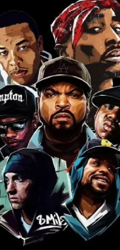 Hip hop legends artistic mobile wallpaper.