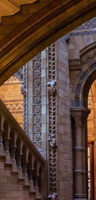 Wallpaper of historic architectural stonework, featuring intricate design elements.