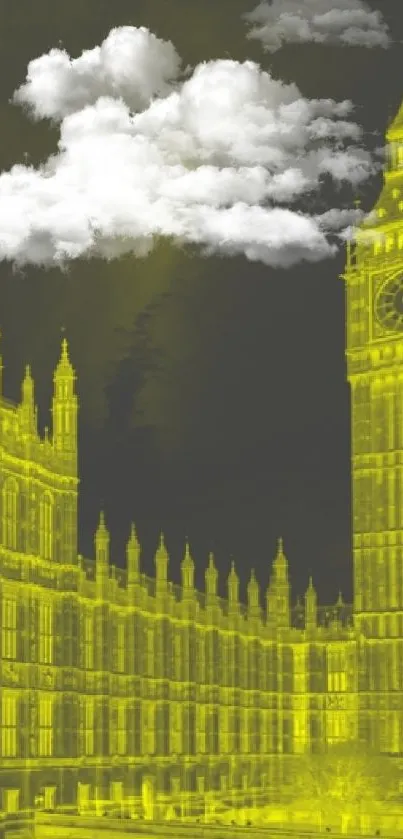 Yellow-tinted view of Big Ben and Parliament.