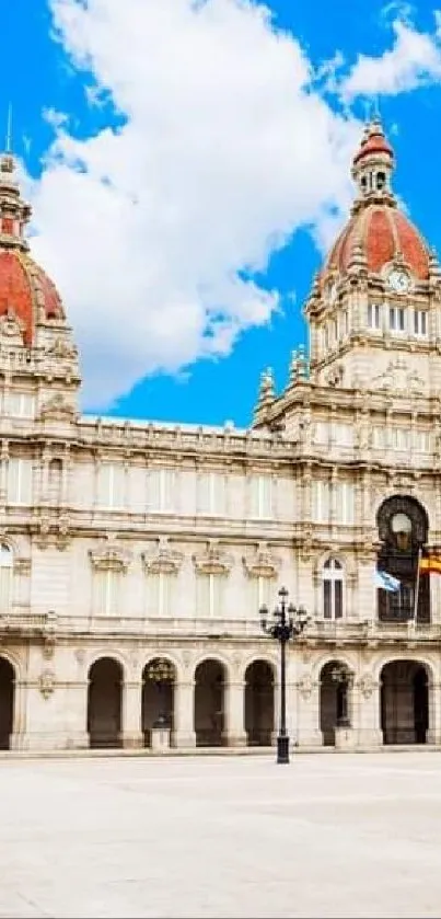 Elegant historic building with blue sky.