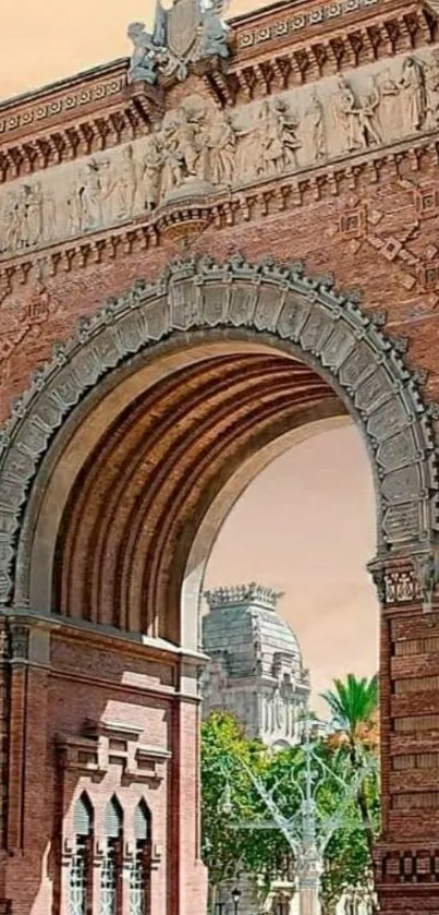 Mobile wallpaper of a historic archway with intricate brickwork.