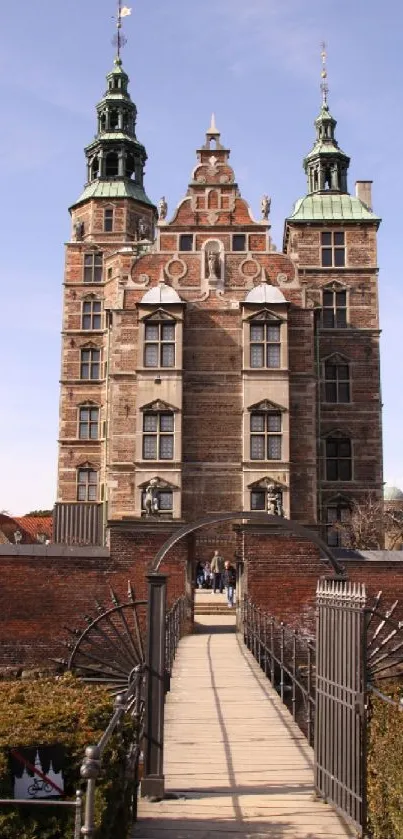 Historic castle with clear sky backdrop.