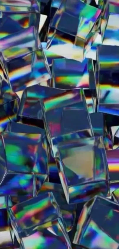 Colorful holographic prism pattern wallpaper.