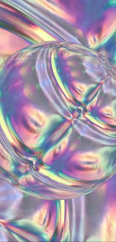 Holographic sphere with colorful abstract design