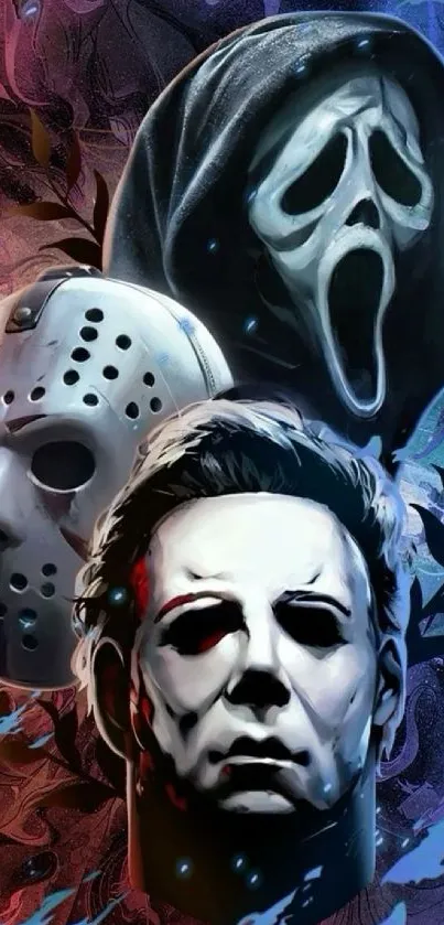 Iconic horror movie villain masks wallpaper